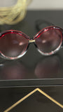 Rose red bold face black rim glasses. Funky, bold yet sexy, clean look