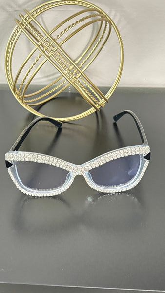 White Diamonds with Black Trim Eye Frames