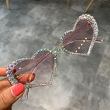 Vintage Heart Rhinestone Cat Eye Sunglasses