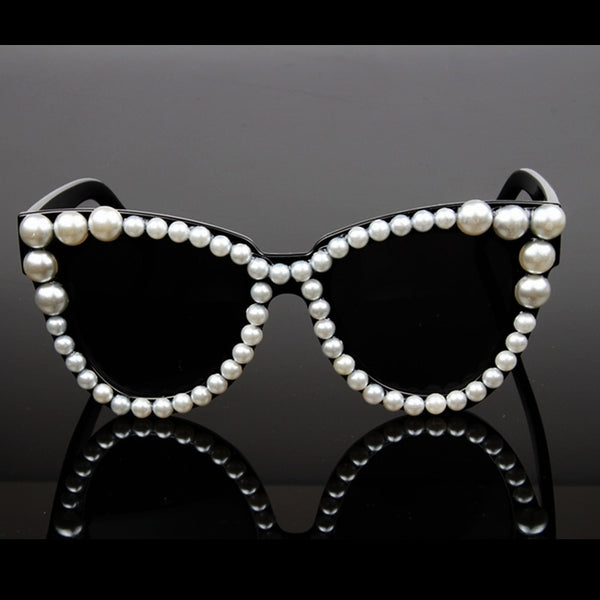 Sexy Cat Eye Pearl Sun Glasses For Female UV400